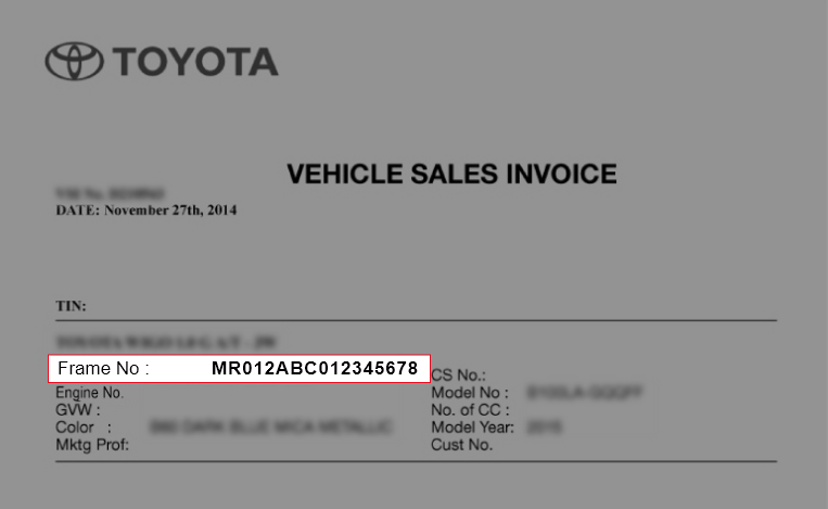 Vehicle Sales Invoice
